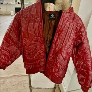 Maroon Red Al Wissam Leather Coat size 12 kids